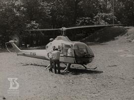 Helicóptero pousado no heliponto do Instituto Butantan