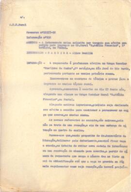 Solicitação de Alice Basilla Garnier de ingresso em um Grupo Escol