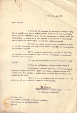 Solicitação da comissão de Concurso de Ingresso ao Ensino Primário Típico Rural ao Chefe da Divis...