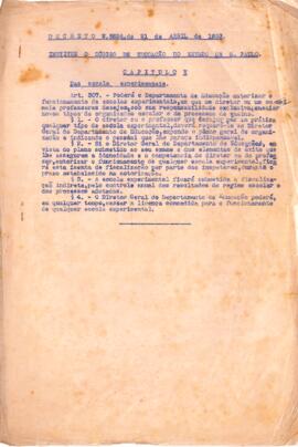 Decreto nº5.884, de 21/04/1933 sobre o código de educação do Estado de São Paulo