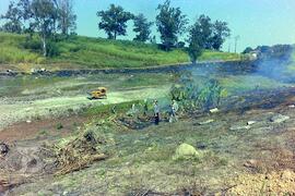 Construção do Parque de Saúde Pública do Instituto Butantan.  [Obras de arruamento e represamento...