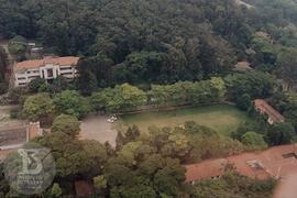 Vista aérea do Instituto Butantan, Prédio Novo  à esquerda, Hospital Vital Brazil à direita