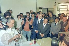 Solenidade de Inauguração de novos laboratórios pelo Ministro da Saúde Seigo Tsuzuki e assinatura...