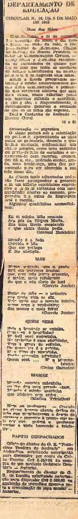 Circular nº14, de 02/05/1952 sobre o "Dia das Mães"