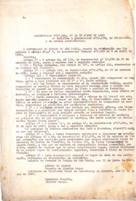 Decreto-Lei nº17.284, de 11/06/1947 de modificação do decreto-lei nº12.273