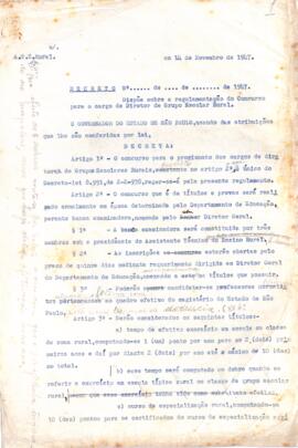 Minuta do decreto que posteriormente vem a ser o decreto nº17.820, de 23/12/1947