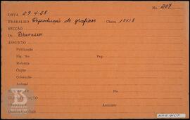 reprodução de gráfico. Ficha da Seção de fotografia nº 207, solicitado pelo Dr. Travassos. Verso