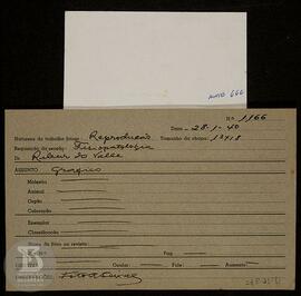 Gráfico sem legenda. Ficha da Seção de fotografia nº 1166, solicitação da Seção de Fisiopatologia...