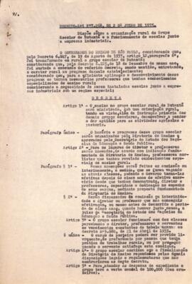 Decreto nº7.268, de 2 de julho de 1935 sobre a organização do Grupo Escolar Rural do Butantan