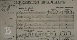 Reprodução da partitura Impressioni Brasiliane de Ottorino Respighi. Partitura