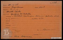 Reprodução de Tabela, Instituto Sieroterapico Melanere, out/1937. Ficha da Seção de fotografia nº...
