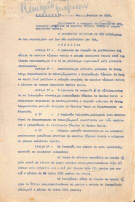 Decreto referente à remoção de professores primários de escolas típicas rurais e grupos escolares...