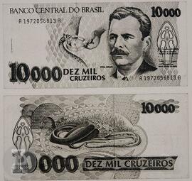 Reprodução da nota de 10 mil cruzeiros em homenagem à Vital Brazil.