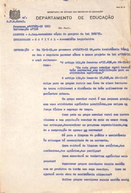 Encaminhamento da cópia do projeto de lei 306/51