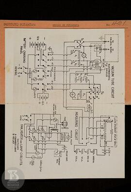 reprodução de planta de equipamento "Vacuum Tube Circuit". Ficha da Seção de fotografia...