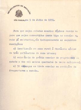 Oficio sobre condições para a criação de escolas típicas rurais