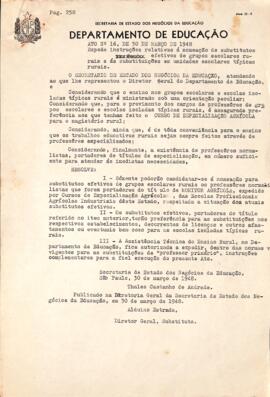 Ato nº16, sobre nomeação de substitutos