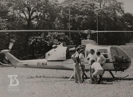 Helicóptero pousado no heliponto do Instituto Butantan.