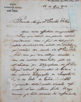 [Carta sobre os casos de febre amarela na cidade de Fortaleza em 1889]