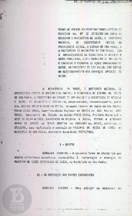 [Termo de adesão ao primeiro termo aditivo do convênio N° 7 de 27/10/83]
