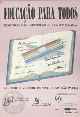 Educação para todos. Encontro Nacional - Treinamento de Lideranças Femininas