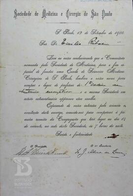 [Convite para ocupar o cargo de professor]