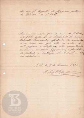 Comunicação de 1 de fevereiro de 1892