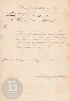 Comunicação de 07 de outubro de 1889