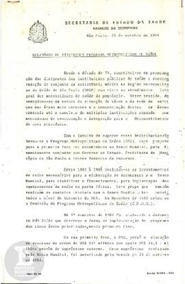 Relatório de Atividades Programa Metropolitano de Saúde