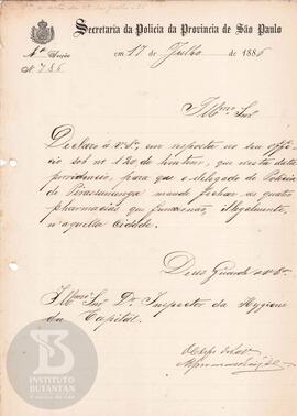 Comunicação de 17 de julho de 1886