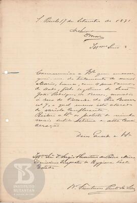 Comunicação de 17 de setembro de 1891