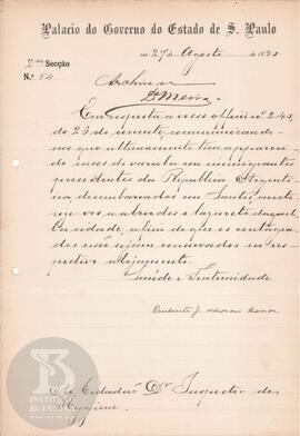 Comunicação de 27 de agosto e 1890