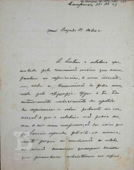 [Carta felicitando Emílio Ribas pelo relatório sobre a transmissão de febre amarela]