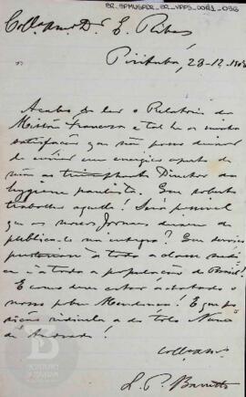 [Carta comentando sobre o relatório da Missão Francesa]