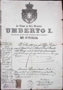 Passaporte italiano de Vicente Falcetta