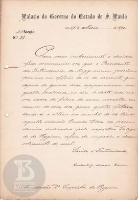 Comunicação de 17 de maio de 1890