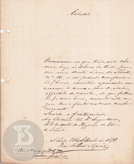 Comunicação de 21 de setembro de 1891