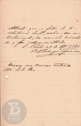 Comunicação de 29 de agosto de 1891
