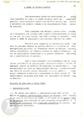 A saúde no Governo Montoro