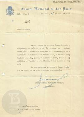 [Convite para solenidade na câmara Municipal de São Paulo pelo I Centenário de nascimento de Emíl...