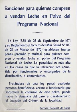 Sanciones para quienes compren o vendan Leche en Polvo del Programa Nacional