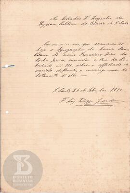 Comunicação de 26 de setembro de 1890