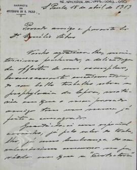 [Carta de agradecimento pela oferta de exemplar de seu trabalho]