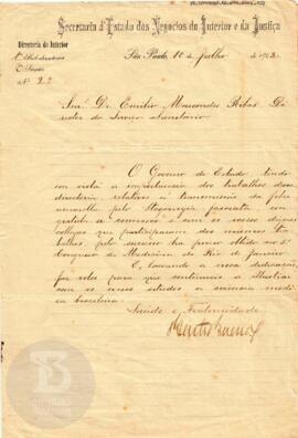 [Carta contendo interesse nas experiências realizadas com mosquitos triturados em água]