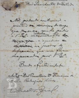 [Carta de pedido de exoneração do cargo de diretor]