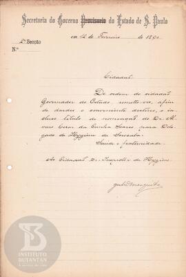 Encaminhamento de 12 de fevereiro de 1890